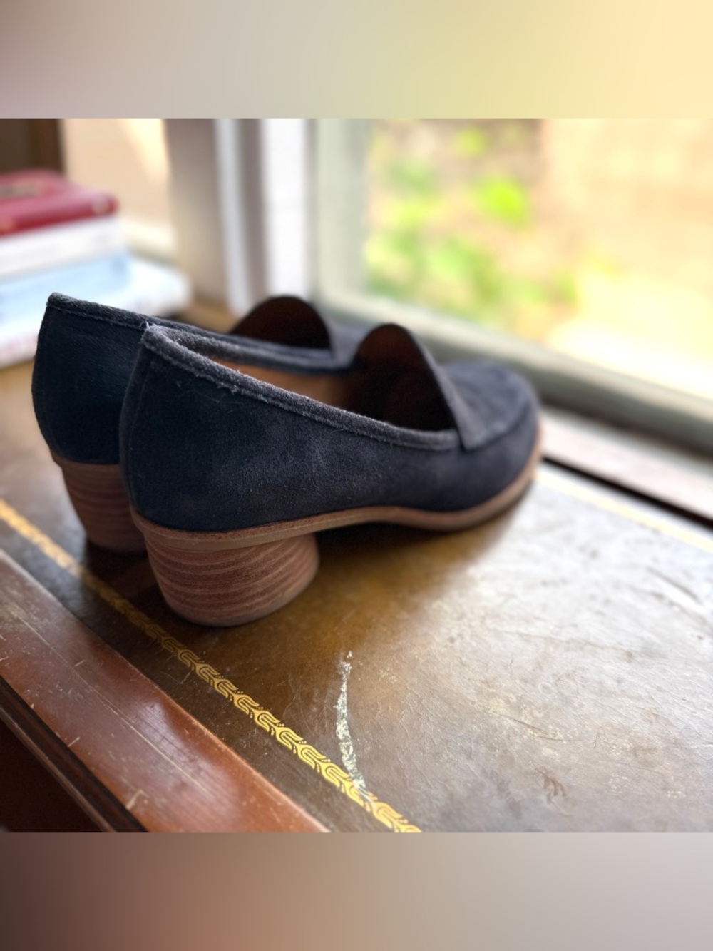 Sofft Cassia Navy Suede Block-Heeled Loafer | Size 8